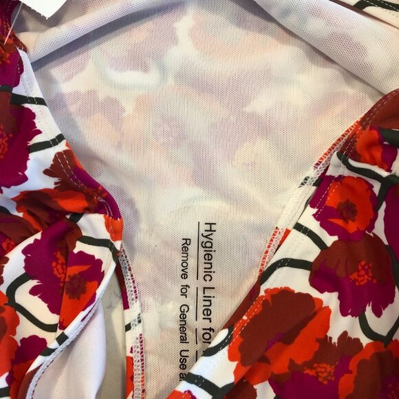 Jones New York Floral Bikini Bottoms w Side Ruching Purple Orange Brown Size L - Picture 5 of 8